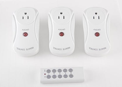 BiCoreTech 3-pack Wireless Remote Control Electrical Outlet Switch for Household Appliances, Wireless Remote Light Switch, White (Fixed Code, 3 Switches and 1 Remote Controller), BCT-WS3053