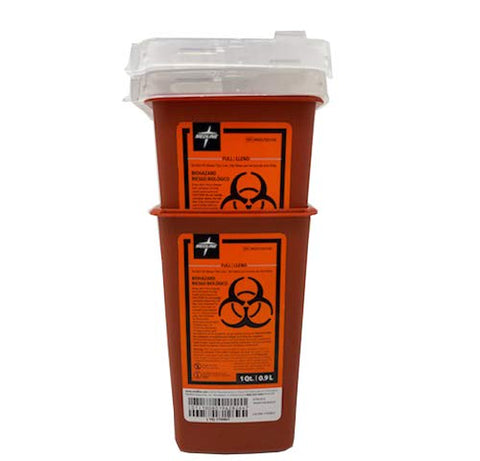 Image of Sharps Container Biohazard Needle Disposal - 1 Quart - Pack of 2