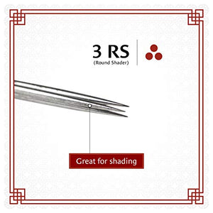 One Tattoo World 3 Round Shader Individually Packed and Sterilized Tattoo Needles (50 Pack) OTW-3RS