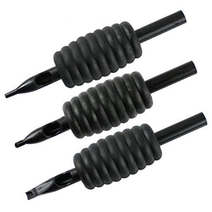 1TattooWorld (50) X STERILIZED ASSORTED (ROUNDS/MAGS/FLATS) TUBES WITH BLACK RUBBER GRIPS 5/8", OTW-Grip-50M