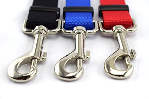 Image of PetsCaptain 3-pack Universal and Adjustable (1" Wide x 16" ~ 24") Pet SeatBelt Harness Dogs Seat Belt and Cat Seat Belt Pet Belt in Vehicle, Red, Black, and Blue Color; PSC-A523M3