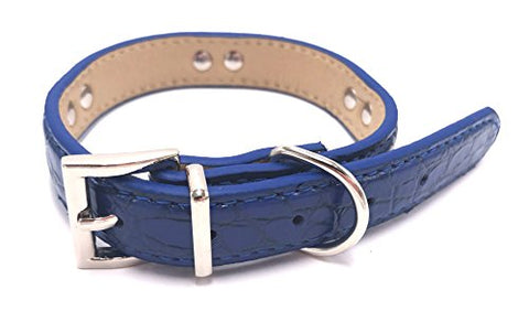 Image of PetsCaptain Stylish Leather Pet Supplies Dog and Cat Leash (0.75"x48") with Collar(0.75"x 11.25~14.25" Neck size) set for Medium and small dogs and cats, Blue, PSC-LC5026MB