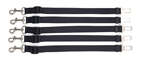 Image of PetsCaptain 5-pack Universal Adjustable (16"~24") Pet Dog Cat Safety Leads SeatBelt Harness Dogs Seat Belt and Cat Seat Belt Pet Belt in Vehicle, Black; PSC-A523B5