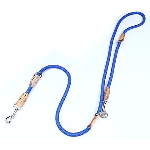 Image of PetsCaptain Double Head 6-Way Multi-Functional 0.5" Diameter Heavy Duty Rope Dog Leash (3 Different Length Leash 42", 54", or 72", Quick Tie-Off, Hands-Free, or Double Dog Leash)