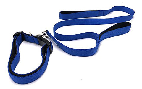 Image of PetsCaptain Padded Double Handle Dog Leash (20" and 48") and Padded Collar for Pet with Neck Size 16"~27"