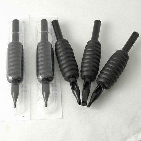 Image of One Tattoo World (40) X STERILIZED Assorted (Rounds/MAGS/Flats) Tubes with Black Rubber Grips 3/4", Grip-40-M34