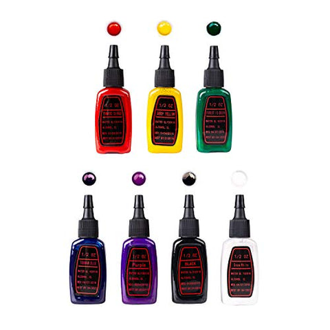 Image of One Tattoo World Premium Tattoo Ink Set | 7 Colors | 15 ml Bottles