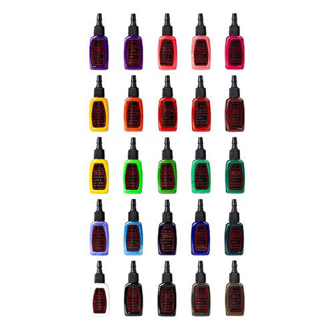 Image of One Tattoo World Premium Tattoo Ink Set | 25 Colors | 1/2 oz / 15ml Bottles