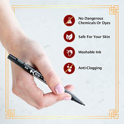 Image of One Tattoo World Tattoo & Piercing Skin Marker | Dual-tip Pen Marking Scribe in Black | 10pcs