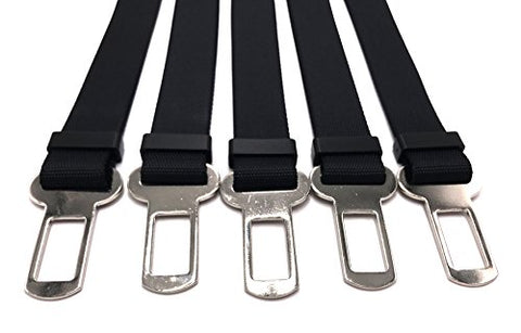 Image of PetsCaptain 5-pack Universal Adjustable (16"~24") Pet Dog Cat Safety Leads SeatBelt Harness Dogs Seat Belt and Cat Seat Belt Pet Belt in Vehicle, Black; PSC-A523B5