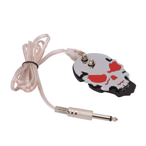 Image of One Tattoo World New Red Skull Tattoo Power Supply Foot Switch Pedal Flat Stainless Steel 5.5'ft, OTW-P2192