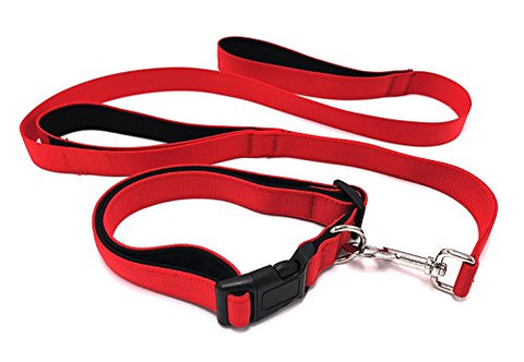 Image of PetsCaptain Padded Double Handle Dog Leash (20" and 48") and Padded Collar for Pet with Neck Size 16"~27"