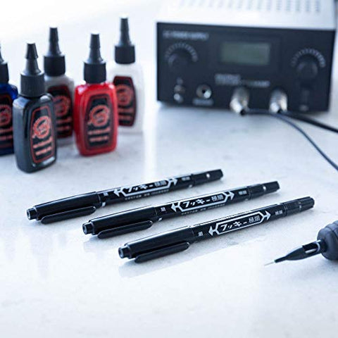 Image of One Tattoo World Tattoo & Piercing Skin Marker | Dual-tip Pen Marking Scribe in Black | 10pcs