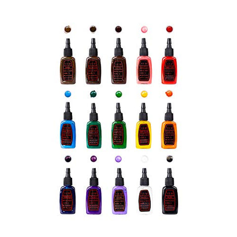 Image of One Tattoo World Premium Tattoo Ink Set | 15 Colors | 15 ml Bottles