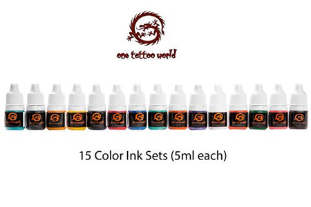 1TattooWorld Premium Tattoo Ink Set, 5ml series (15-Color)