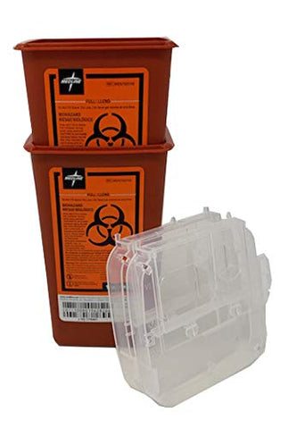 Image of Sharps Container Biohazard Needle Disposal - 1 Quart - Pack of 2