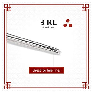 One Tattoo World 50-pcs Sterilized Tattoo Needles | 3RL Round Liner | OTW-50-3RL.1