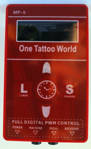 Image of One Tattoo World OTW-PH102R Premium Quality Dual-Function Digital Display Tattoo Power Supply, Red