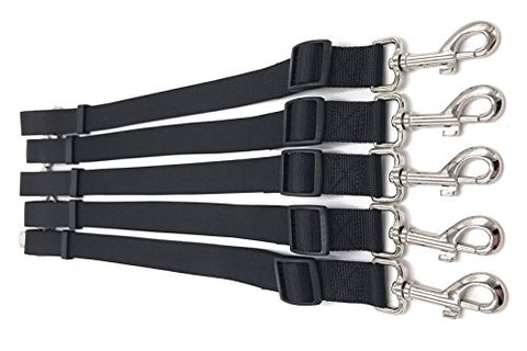 Image of PetsCaptain 5-pack Universal Adjustable (16"~24") Pet Dog Cat Safety Leads SeatBelt Harness Dogs Seat Belt and Cat Seat Belt Pet Belt in Vehicle, Black; PSC-A523B5