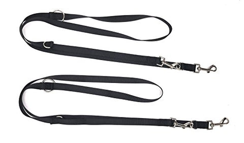 Image of PetsCaptain 2-Pack Double Head 6-way Multi-functional Dog Leash (3 Different Length Leash 42", 54", or 72", Quick Tie-Off, Hands-Free, or Double Dog Leash), Black,PSC-L0549BLK2