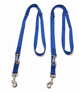 PetsCaptain 2-Pack Double Head 6-way Multi-functional Dog Leash (3 Different Length Leash 42", 54", or 72", Quick Tie-Off, Hands-Free, or Double Dog Leash), Blue, PSC-L0549BUE2