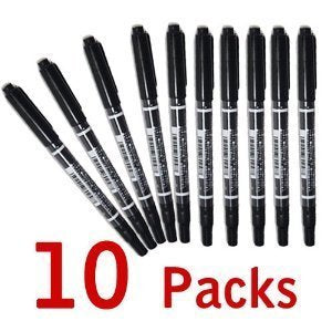 One Tattoo World Tattoo & Piercing Skin Marker | Dual-tip Pen Marking Scribe in Black | 10pcs