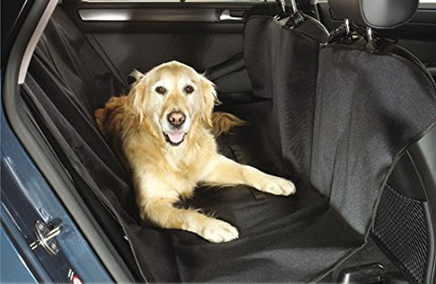 Image of PetsCaptain 2-sets Non-Slip Pet Car Seat Cover WaterProof & Hammock Convertible, with Bonus 2 pieces of Pet Seat Belt, Black, PSC-A1700B2