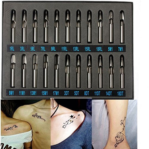 Image of Tattoo Tip Kit 22 Pcs 304 Stainless Steel Tips Kits for Coil Tattoo Machine Rotary Gun Tip Accessories Set