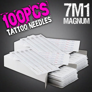 100pcs 7M1 Disposable Sterile Tattoo Needles 7 Mag Magnum Supply Set
