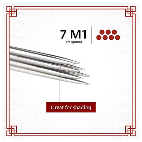 Image of 100pcs 7M1 Disposable Sterile Tattoo Needles 7 Mag Magnum Supply Set