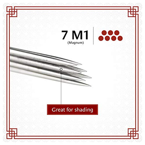 Image of One Tattoo World 50pcs 7M1 Disposable Sterile Tattoo Needles 7 Mag Magnum OTW-50-7M1.1