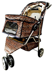 Premium Quality Pet Carrier Stroller For Cat & Dog By Pets Captain, Mesh Sides & Undercarriage Storage, 2 Cup Holders, Foldable, Bonus Leash, Collar & Harness, 66 Lbs Weight Limit