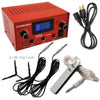 Red Dual Digital LCD Tattoo Machine Power Supply w/ Stainless Steel Pedal & Clip Cord, OTW-P008-3R.1
