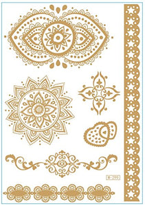 1TattooWorld 8-Sheets (6"x 8") Metallic Temporary Tattoos, 38 Super Large Tattoo Designs, OTW-TMPTS802