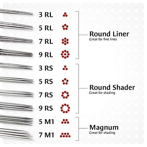 Image of 1TattooWorld 50-Pack Sterilized 5RL Round Liner Tattoo Needles, OTW-50-5RL.1