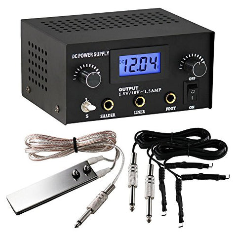 Image of 1TattooWorld Dual Digital Power Supply with Foot Pedal and Clip Cord, OTW-P008-3.3