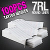 100pcs 7RL Disposable Sterile Tattoo Needles 7 Round Liner Supply Set