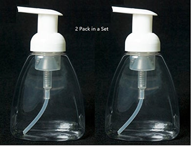 1TattooWorld 2 Pack of Foaming Liquid Soap Dispensers White Pumps Empty Plastic Soap Pump Bottles 8.5oz/250ml Capacity, to Use with Liquid Soap, Dish Soap, Body Wash etc