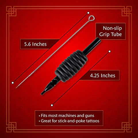 Image of One Tattoo World 100pcs Disposable Tattoo Needle and Tube 3/4 Grip RL/RS/M1, OTW-CTGT-34G1