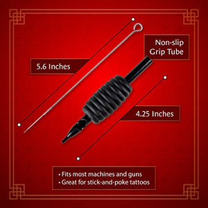 One Tattoo World 100pcs Disposable Tattoo Needle and Tube 3/4 Grip RL/RS/M1, OTW-CTGT-34G1