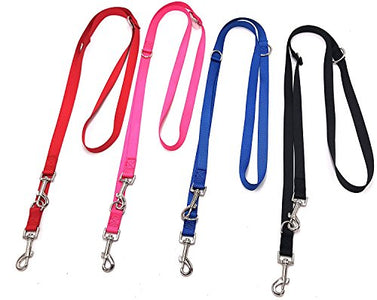 PetsCaptain 2-Pack Double Head 6-way Multi-functional Dog Leash (3 Different Length Leash 42", 54", or 72", Quick Tie-Off, Hands-Free, or Double Dog Leash), Red, PSC-L0549RED2