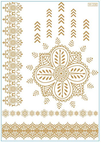 Image of 1TattooWorld 8-Sheets (6"x 8") Metallic Temporary Tattoos, 38 Super Large Tattoo Designs, OTW-TMPTS802