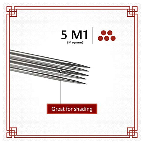 Image of 1TattooWorld 50-Pieces 5M1 Single Stack Magnum Sterilized Tattoo Needles, OTW-50-5M1