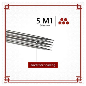 1TattooWorld 50-Pieces 5M1 Single Stack Magnum Sterilized Tattoo Needles, OTW-50-5M1