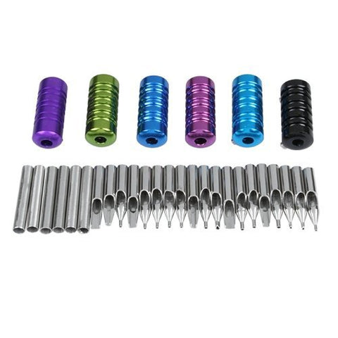 Image of TOOGOO(R) 31 Stainless Steel Tattoo Tubes Grips Nozzle Tips Kit