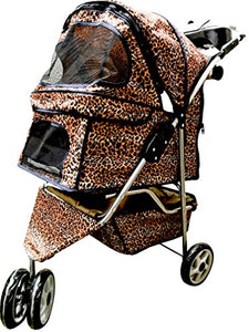 Premium Quality Pet Carrier Stroller For Cat & Dog By Pets Captain, Mesh Sides & Undercarriage Storage, 2 Cup Holders, Foldable, Bonus Leash, Collar & Harness, 66 Lbs Weight Limit