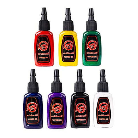 Image of One Tattoo World Premium Tattoo Ink Set | 7 Colors | 15 ml Bottles