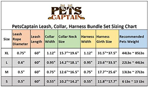 Image of PetsCaptain Pet Supplies for Dog Leash, Dog Collar, and Dog Harness Bundle, Various Size for Small to Extra Large Dogs and Cats