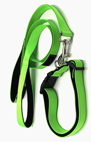 Image of PetsCaptain Padded Double Handle Dog Leash (20" and 48") and Padded Collar for Pet with Neck Size 16"~27"