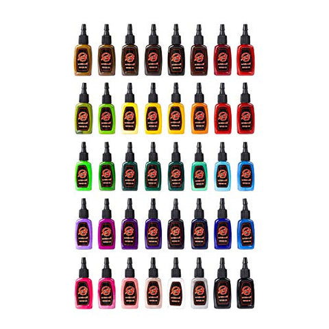 Image of One Tattoo World OTW-A140 Premium Tattoo Ink Set, 40 Color 1/2 oz./15 mL